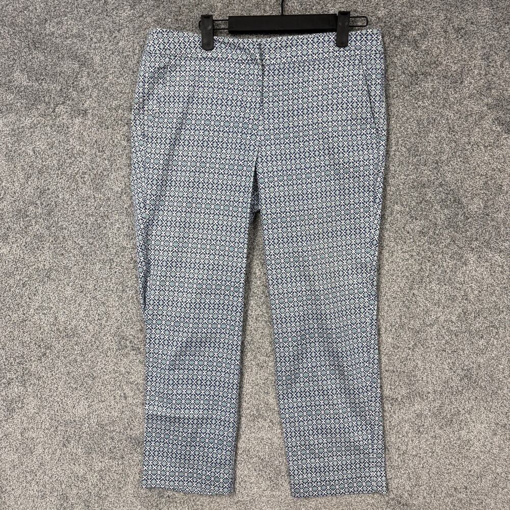 Jones New York Chino Ankle Pants Womens Size 8 33x22.5 Blue Floral Dark Academia